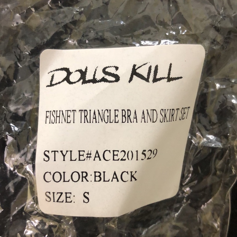 NWT Dolls Kill Black Fishnet Triangle Bra & Mini Skirt Set - Picture 10 of 10